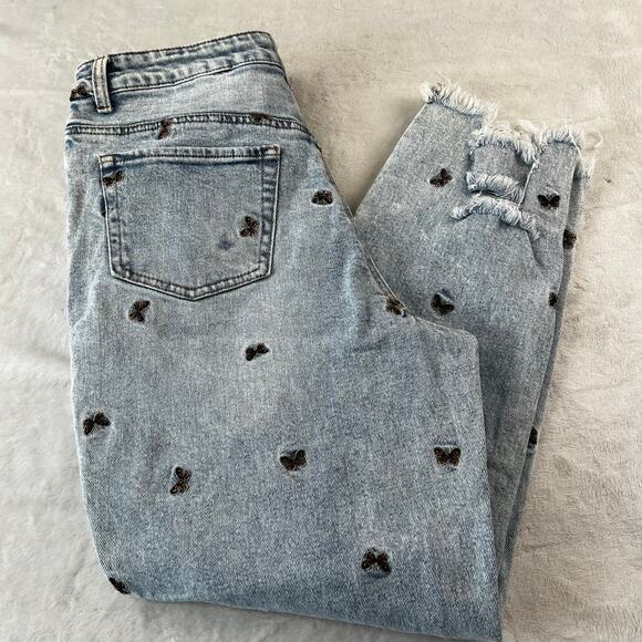 Material Girl Denim - Material Girl Butterfly Embroidered Jeans Junior Women's size 13
